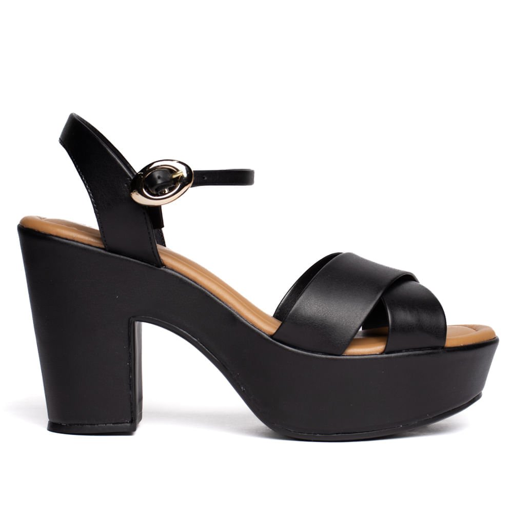 Sandália Feminina Bebecê Meia Pata Tiras Largas Preto