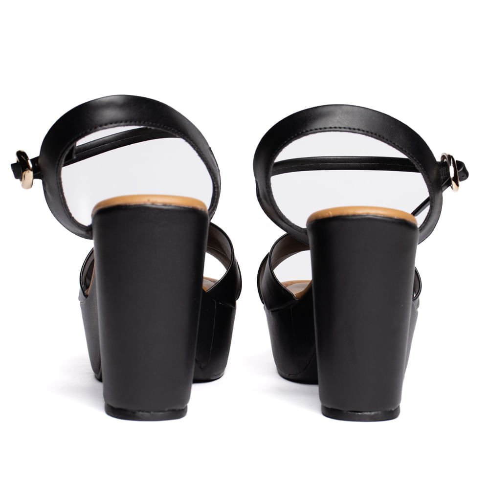 Sandália Feminina Bebecê Meia Pata Tiras Largas Preto Preto 3