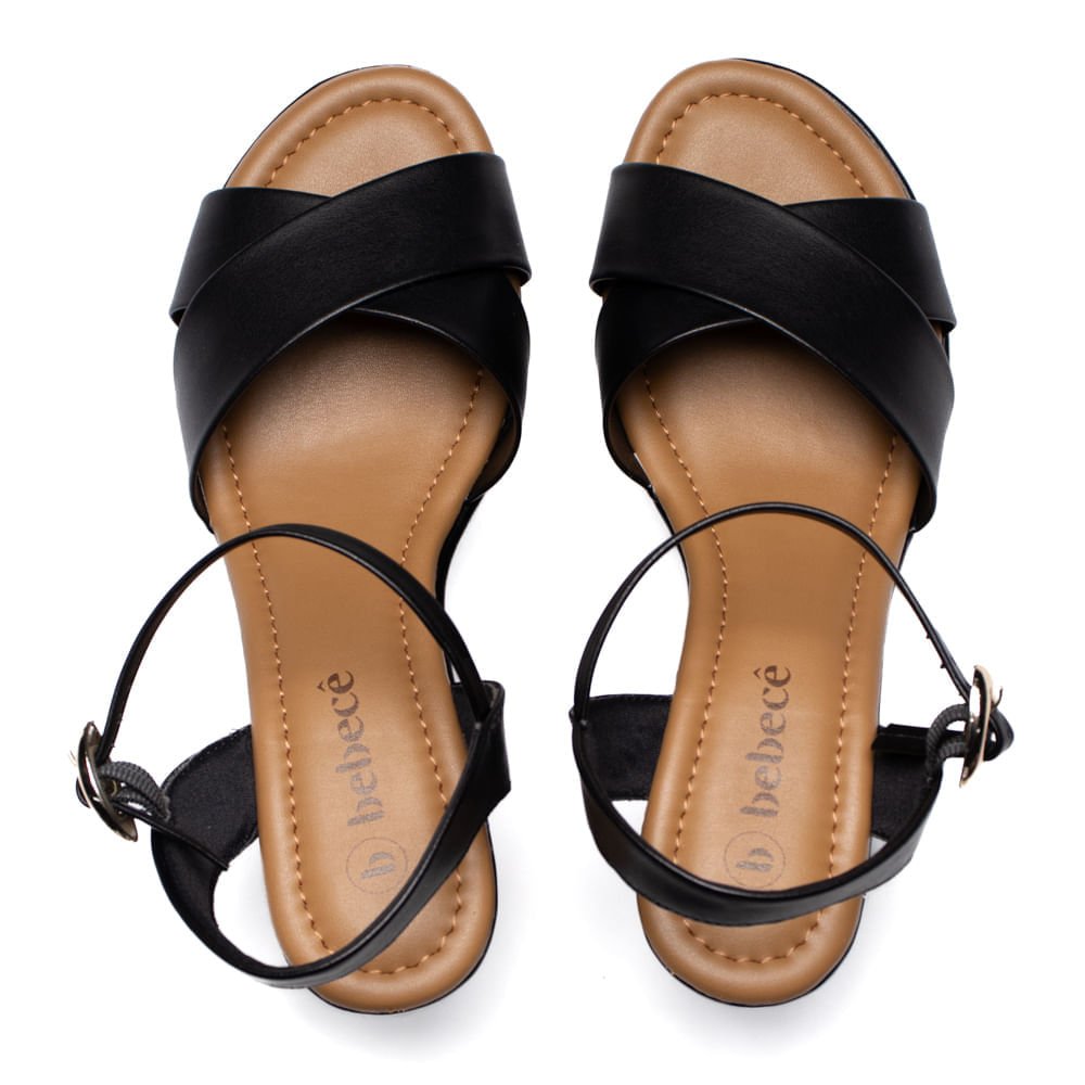 Sandália Feminina Bebecê Meia Pata Tiras Largas Preto Preto 4