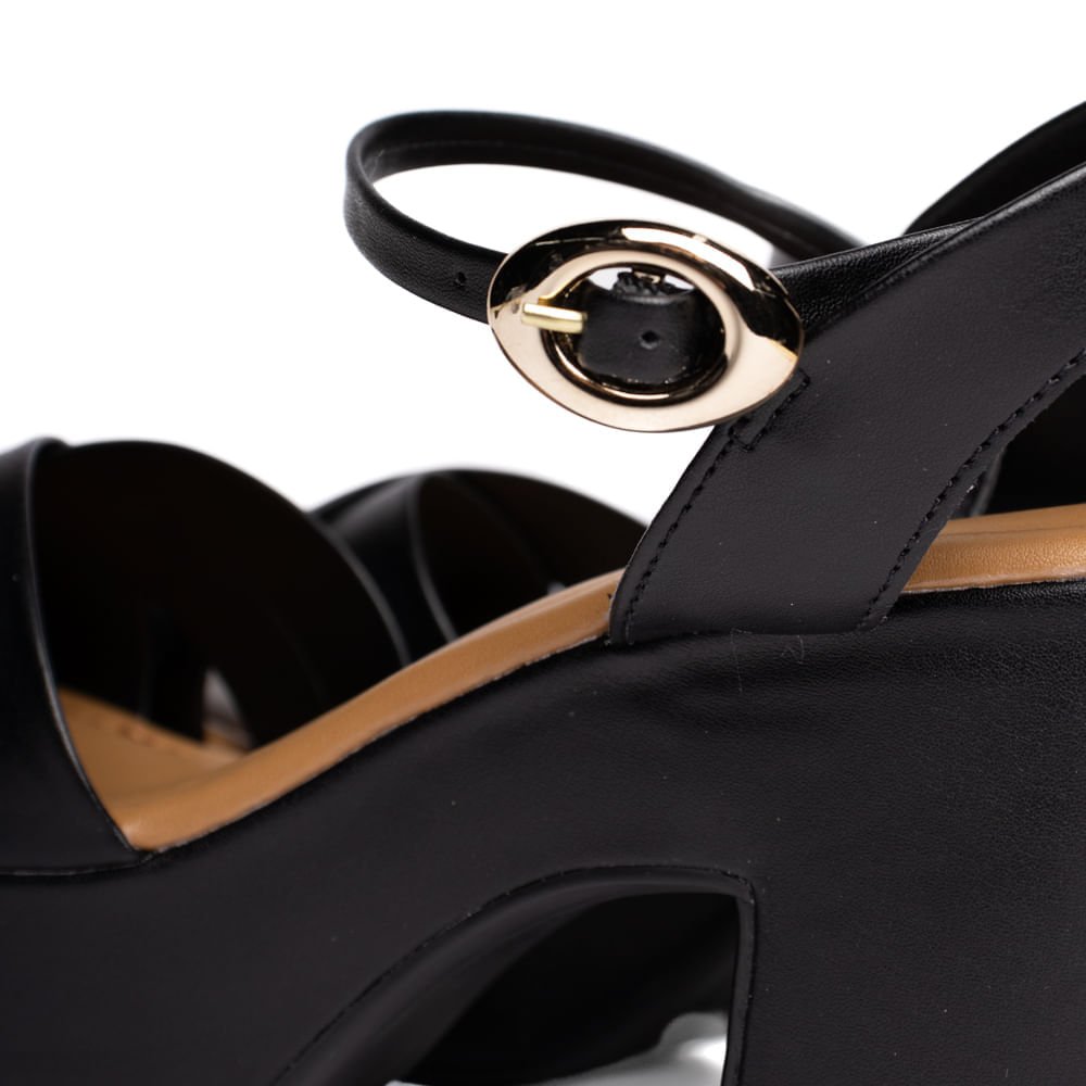 Sandália Feminina Bebecê Meia Pata Tiras Largas Preto Preto 5