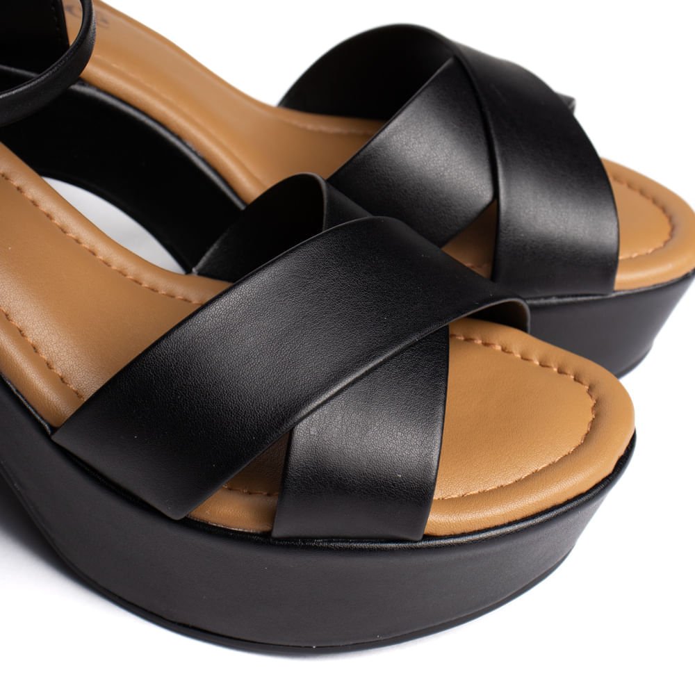 Sandália Feminina Bebecê Meia Pata Tiras Largas Preto Preto 6