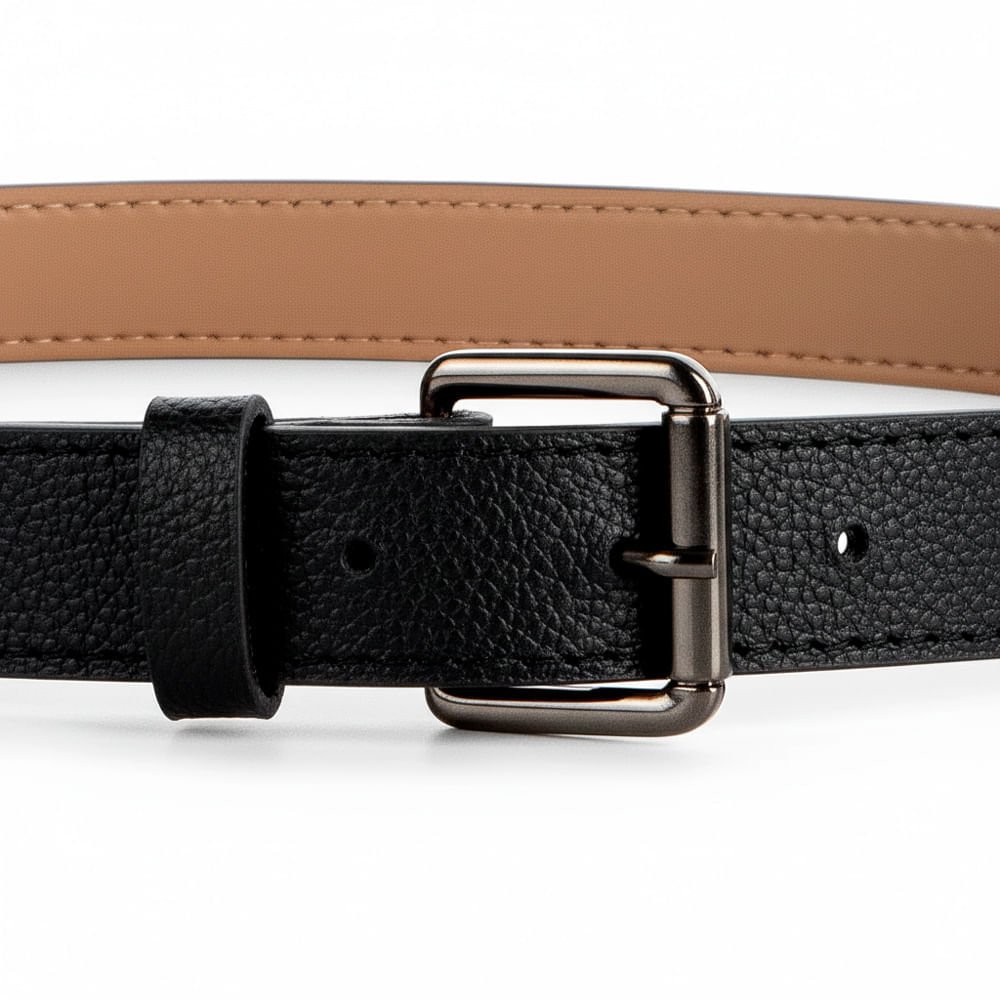 Cinto Feminino Dakota Couro CI005-0001 Fivela Quadrada Preto Preto 4