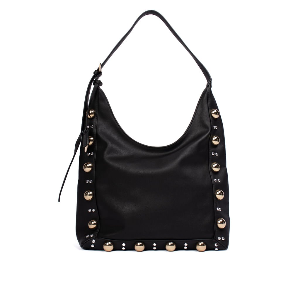 Bolsa Feminina Via Marte Tote Napa Aplicações Grande Preto