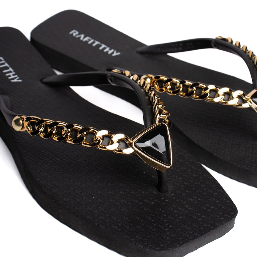 Chinelo Feminino Rafitthy Charm Preto/Dourado Preto/Dourado 4