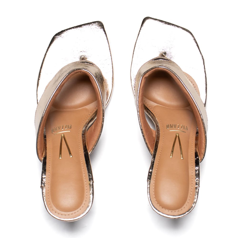 Tamanco Feminino Vizzano Salto Taça Tiras Largas Dourado Dourado 4