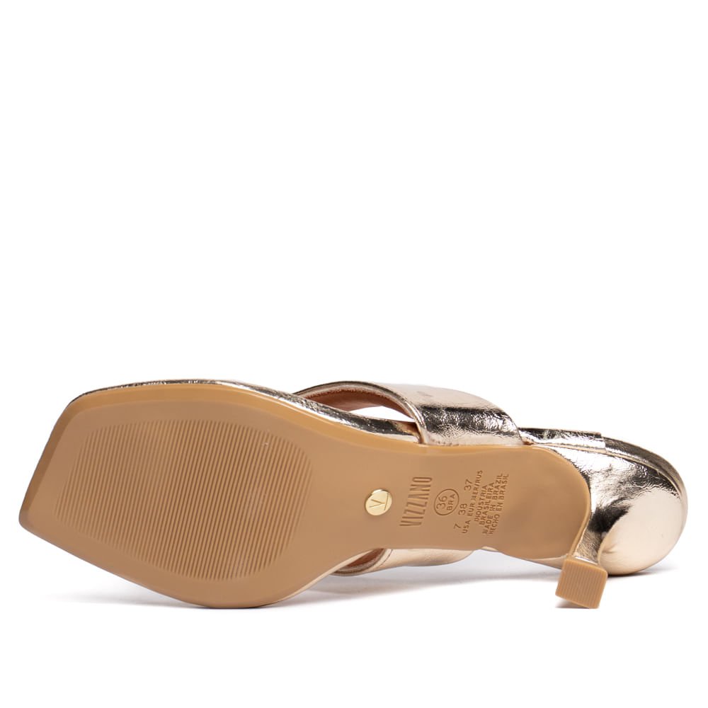 Tamanco Feminino Vizzano Salto Taça Tiras Largas Dourado Dourado 2