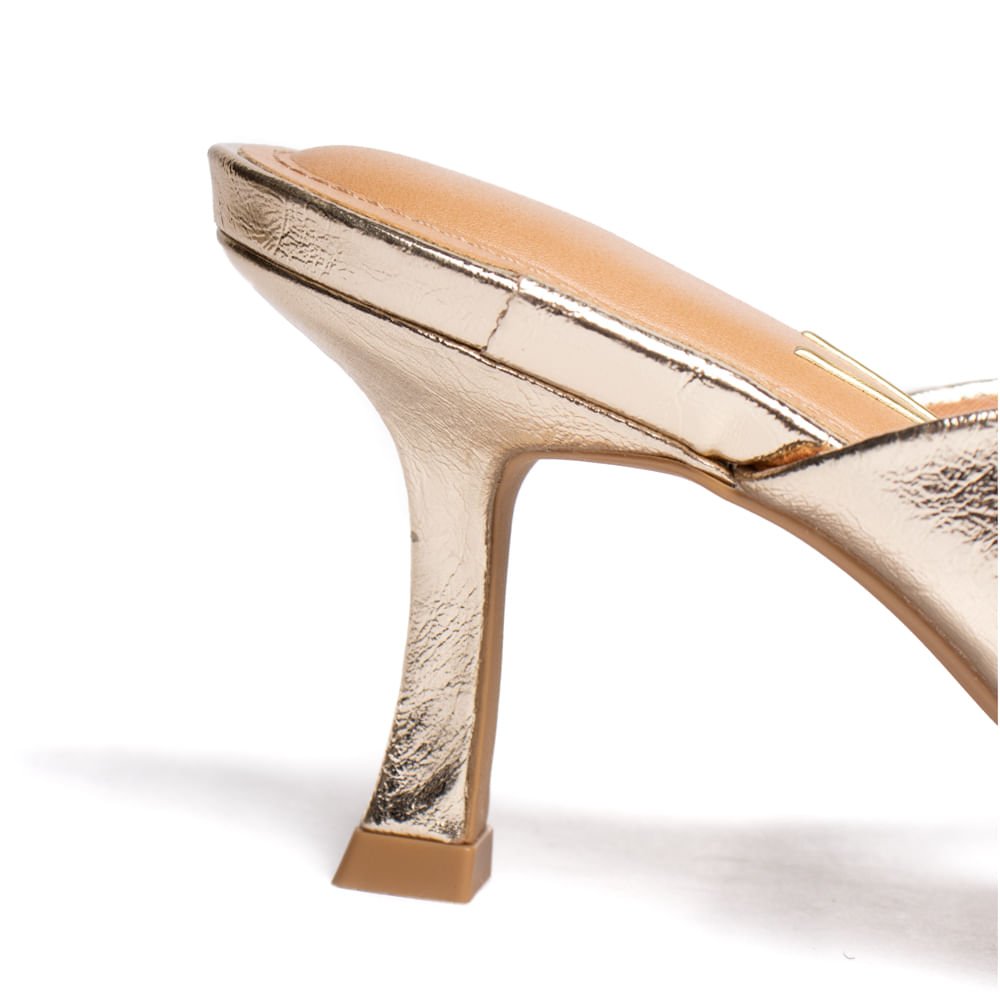 Tamanco Feminino Vizzano Salto Taça Tiras Largas Dourado Dourado 6