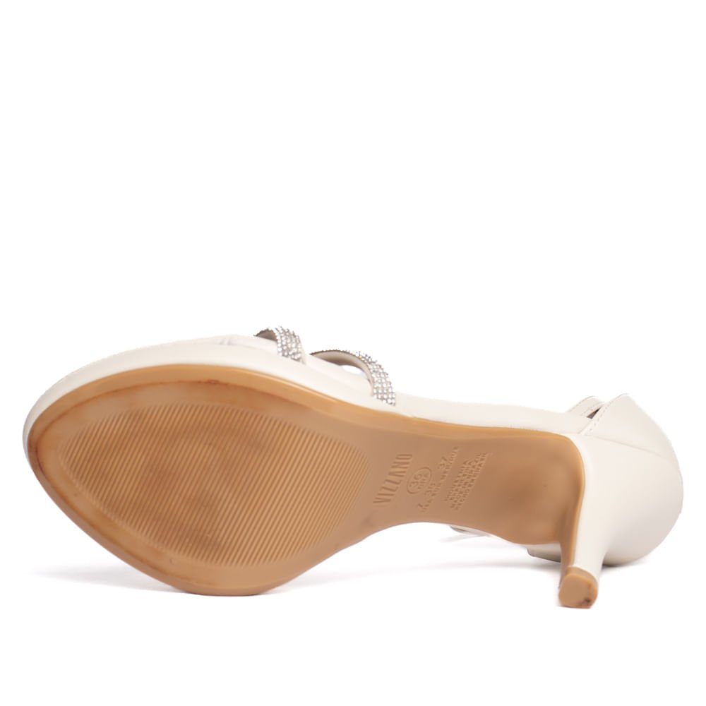 Sandália Feminina Vizzano Salto Fino Brilho Off White/Bege Off White 2