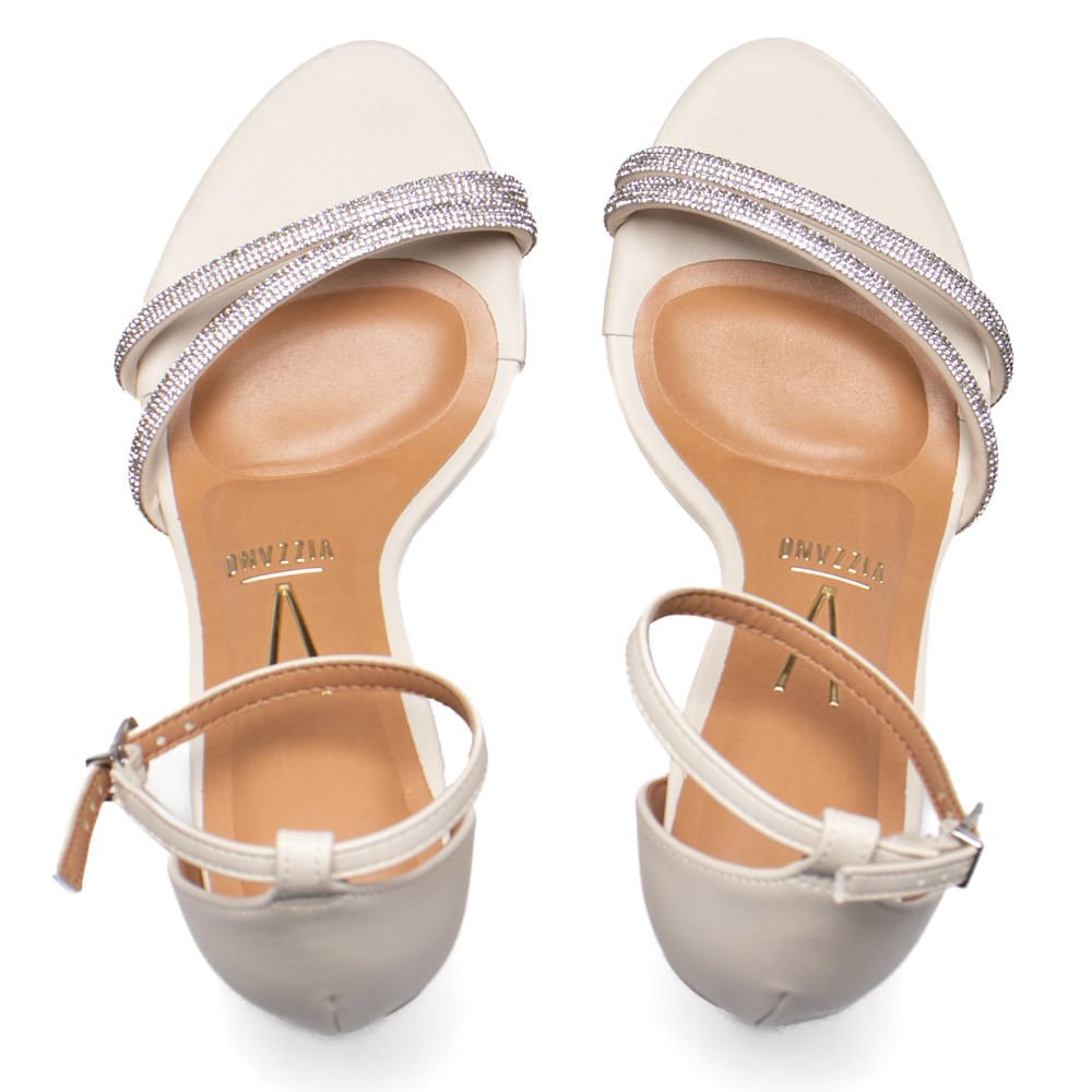 Sandália Feminina Vizzano Salto Fino Brilho Off White/Bege Off White 4