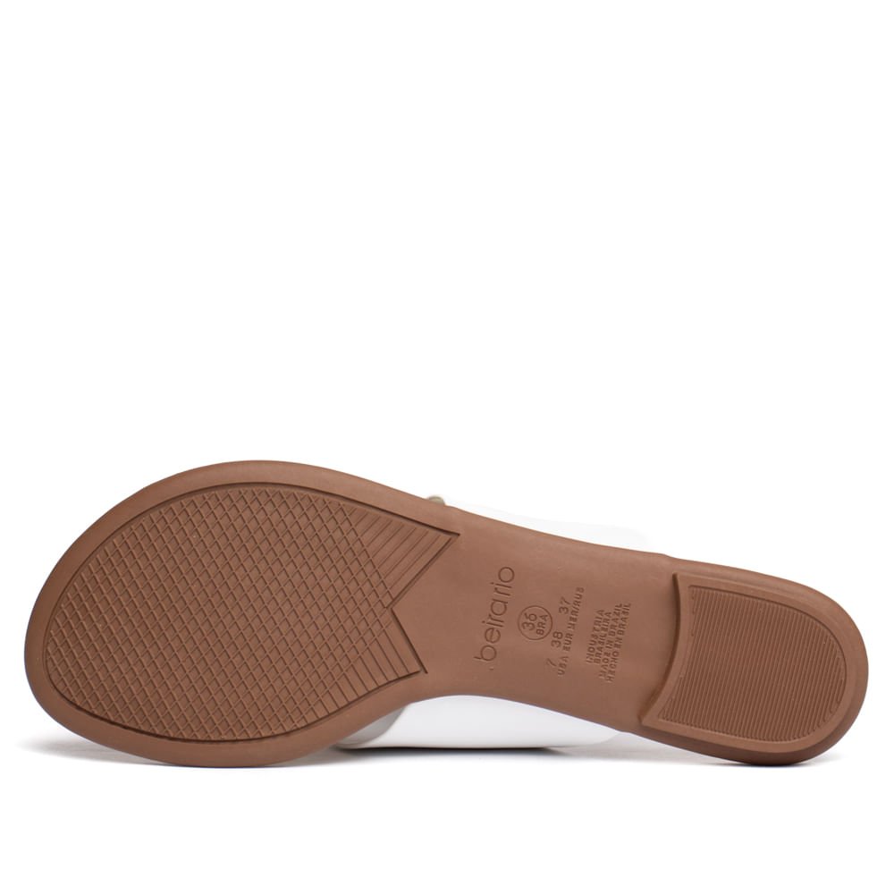 Sandália Feminina Beira Rio Rasteira Napa Branco/Dourado Branco/Dourado 3
