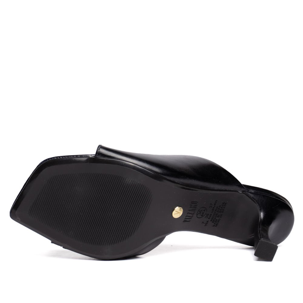 Tamanco Feminino Vizzano Salto Fino Bico Quadrado Preto Preto 2