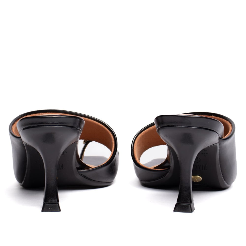 Tamanco Feminino Vizzano Salto Fino Bico Quadrado Preto Preto 3