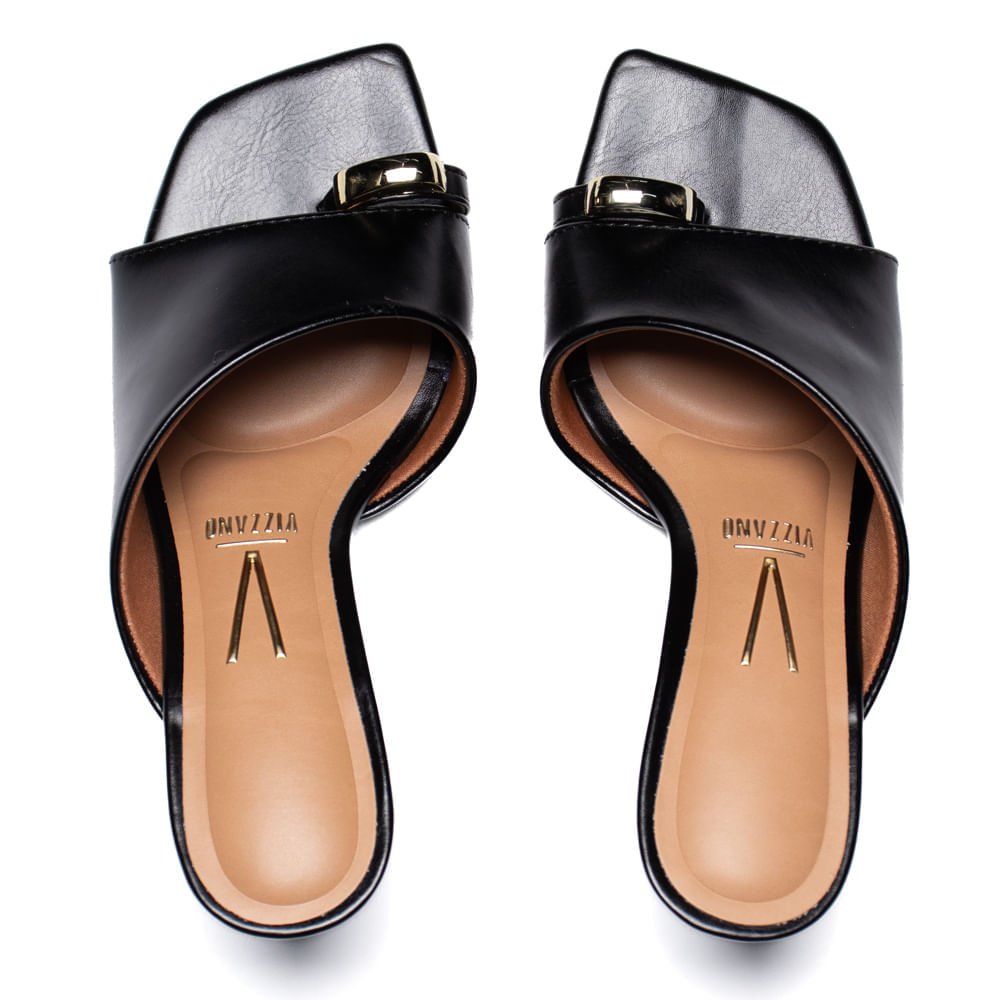 Tamanco Feminino Vizzano Salto Fino Bico Quadrado Preto Preto 4