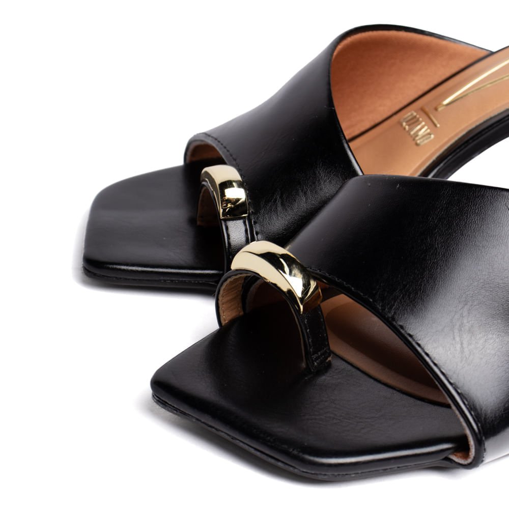 Tamanco Feminino Vizzano Salto Fino Bico Quadrado Preto Preto 5