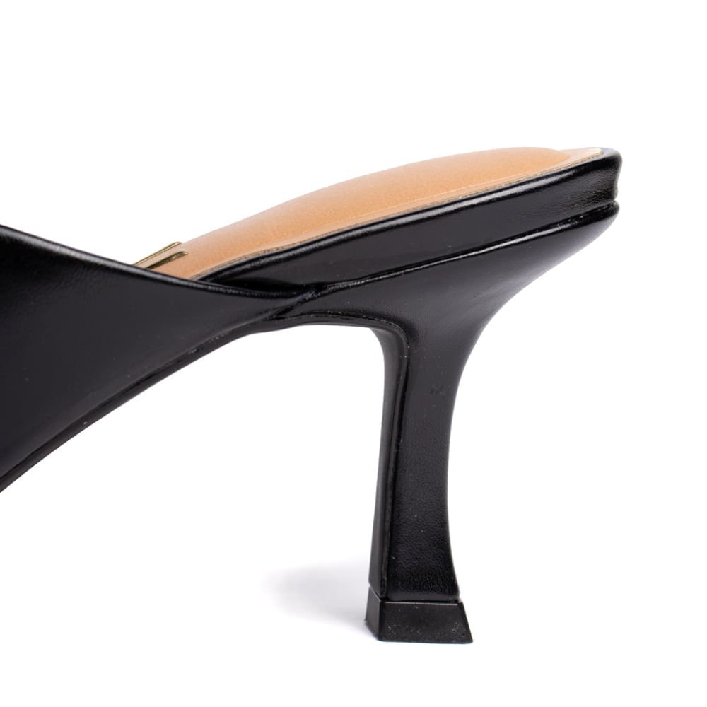 Tamanco Feminino Vizzano Salto Fino Bico Quadrado Preto Preto 6