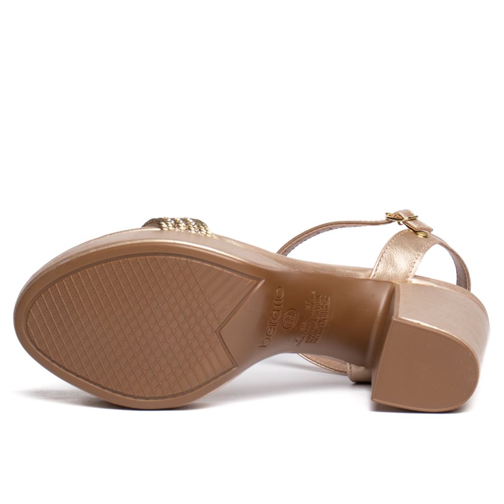 Sandália Feminina Beira Rio Meia Pata Strass Dourado/Bege Dourado 2