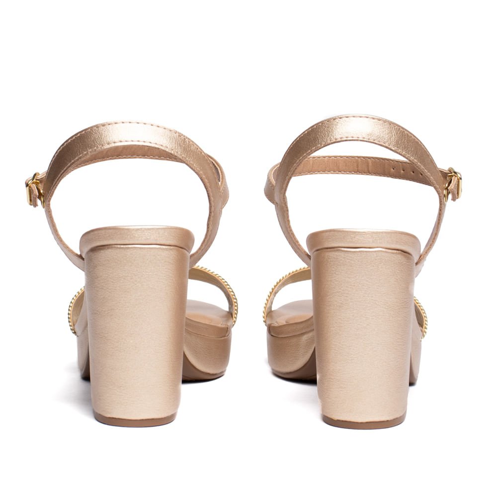 Sandália Feminina Beira Rio Meia Pata Strass Dourado/Bege Dourado 3