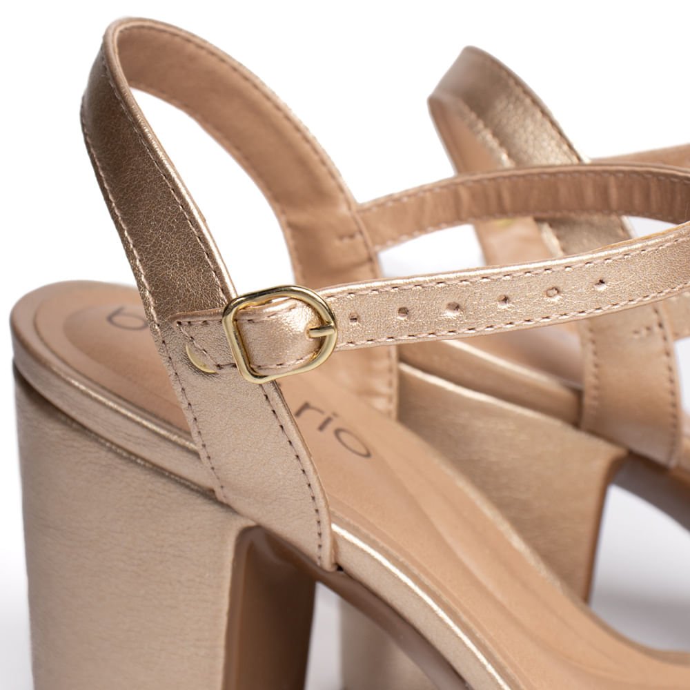 Sandália Feminina Beira Rio Meia Pata Strass Dourado/Bege Dourado 6