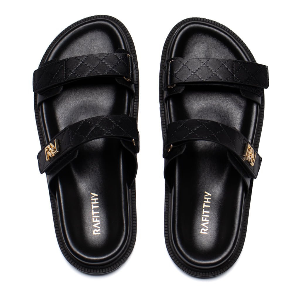 Chinelo Feminino Rafitthy Flatform Napa Burnished Preto