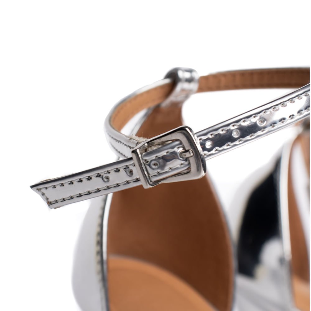 Sandália Feminina Vizzano Salto Fino Brilho Prata Prata 6