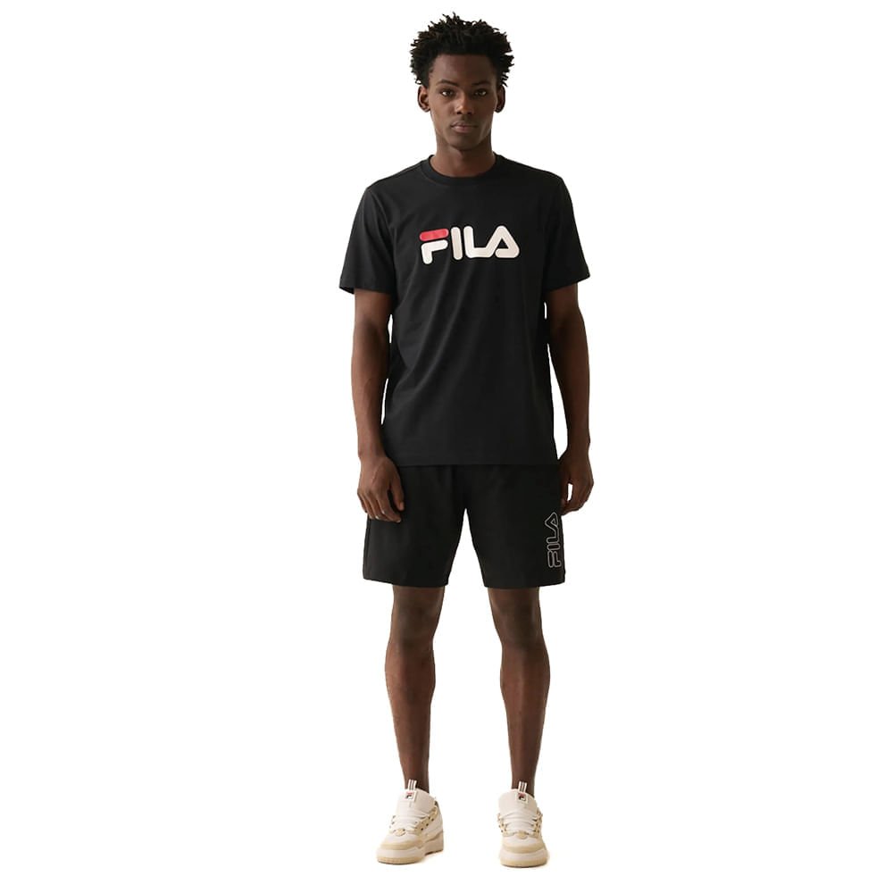 Bermuda Masculina Fila Outline Light Preto/Branco Preto 3