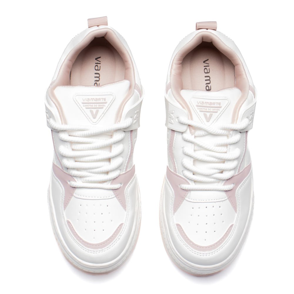 Tênis Feminino Via Marte Napa Soft Rosa Claro/Branco Branco 4
