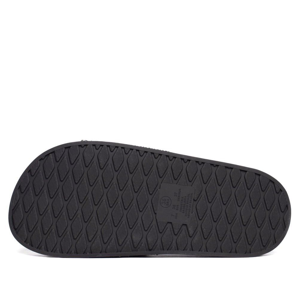 Chinelo Slide Feminino Moleca Flatform Strass Preto Preto 3