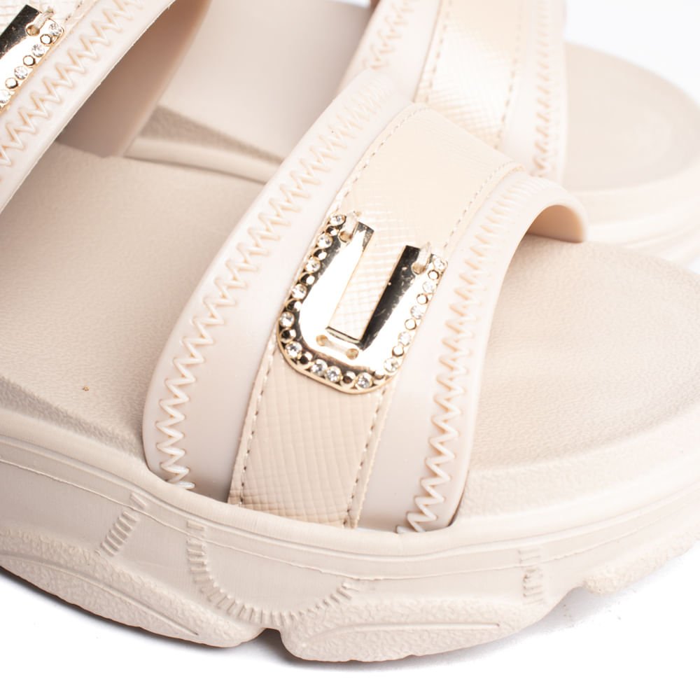 Sandália Feminina Mississipi Flatform Bege/Dourado Bege 5