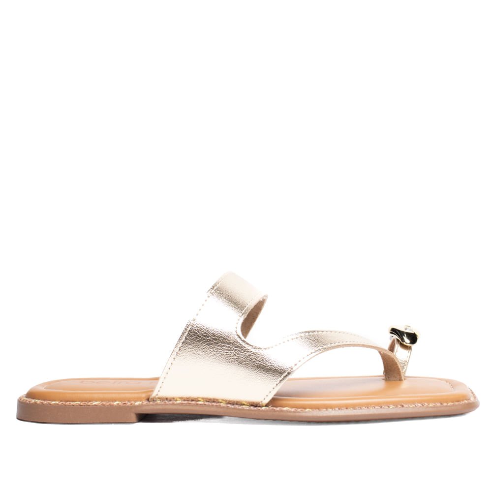 Rasteira Feminina Beira Rio Metalizado Dourado Dourado 2