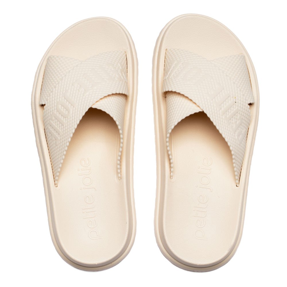Chinelo Slide Feminino Petite Jolie Flatform Bege