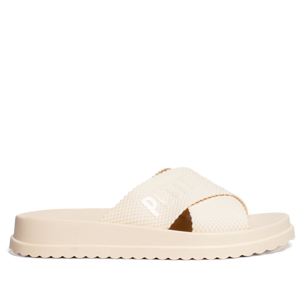 Chinelo Slide Feminino Petite Jolie Flatform Bege Bege 2