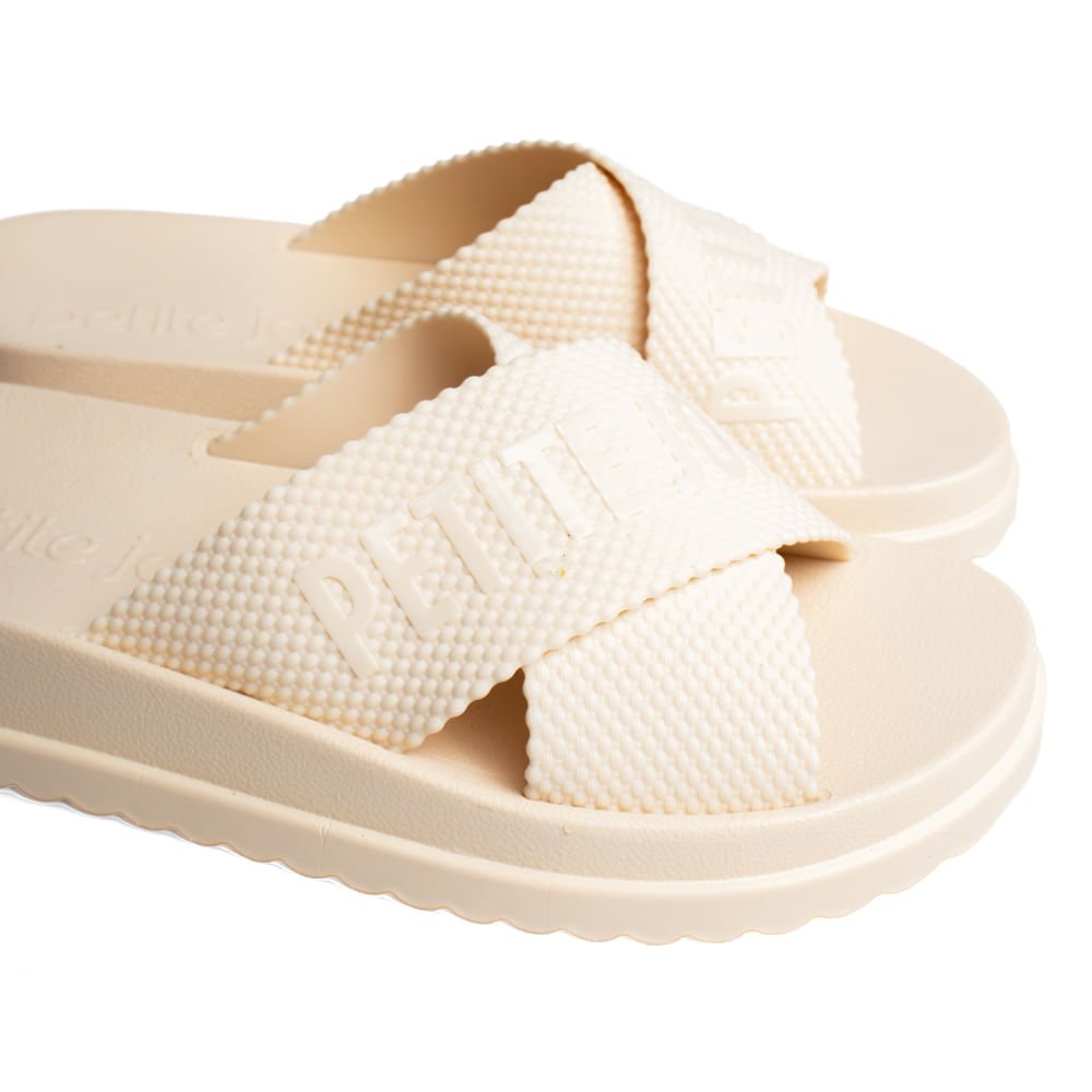 Chinelo Slide Feminino Petite Jolie Flatform Bege Bege 4