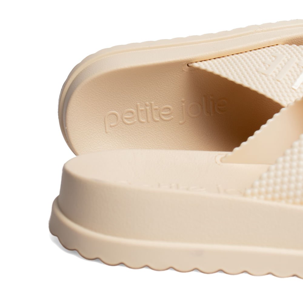 Chinelo Slide Feminino Petite Jolie Flatform Bege Bege 5