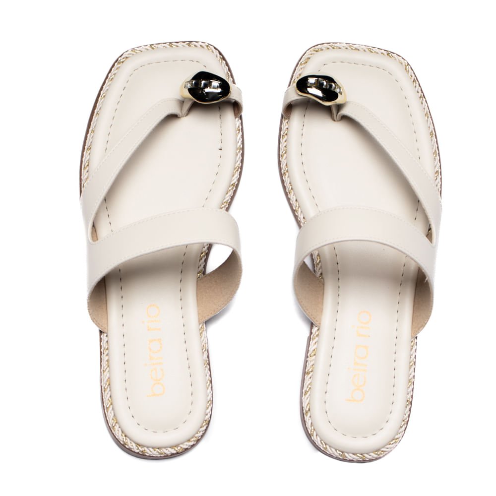 Rasteira Feminina Beira Rio Metalizado Off White