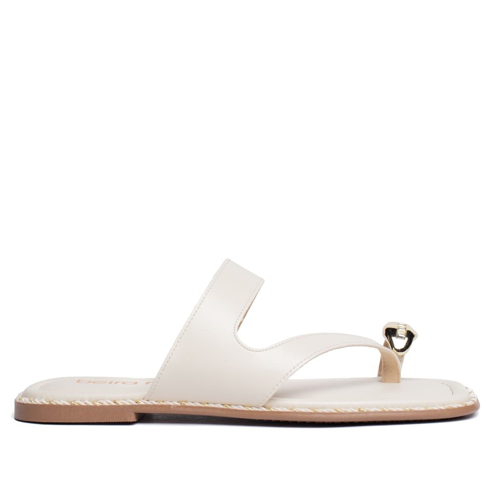 Rasteira Feminina Beira Rio Metalizado Off White Off White 2