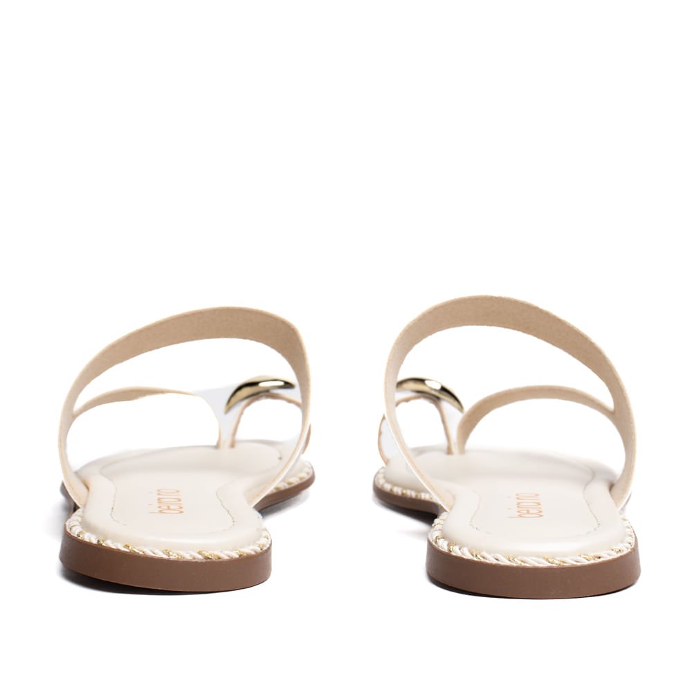 Rasteira Feminina Beira Rio Metalizado Off White Off White 5