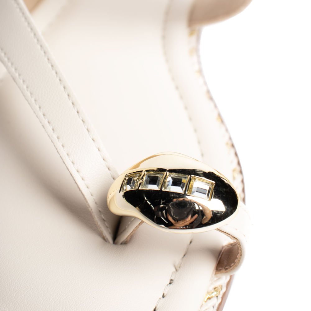 Rasteira Feminina Beira Rio Metalizado Off White Off White 6