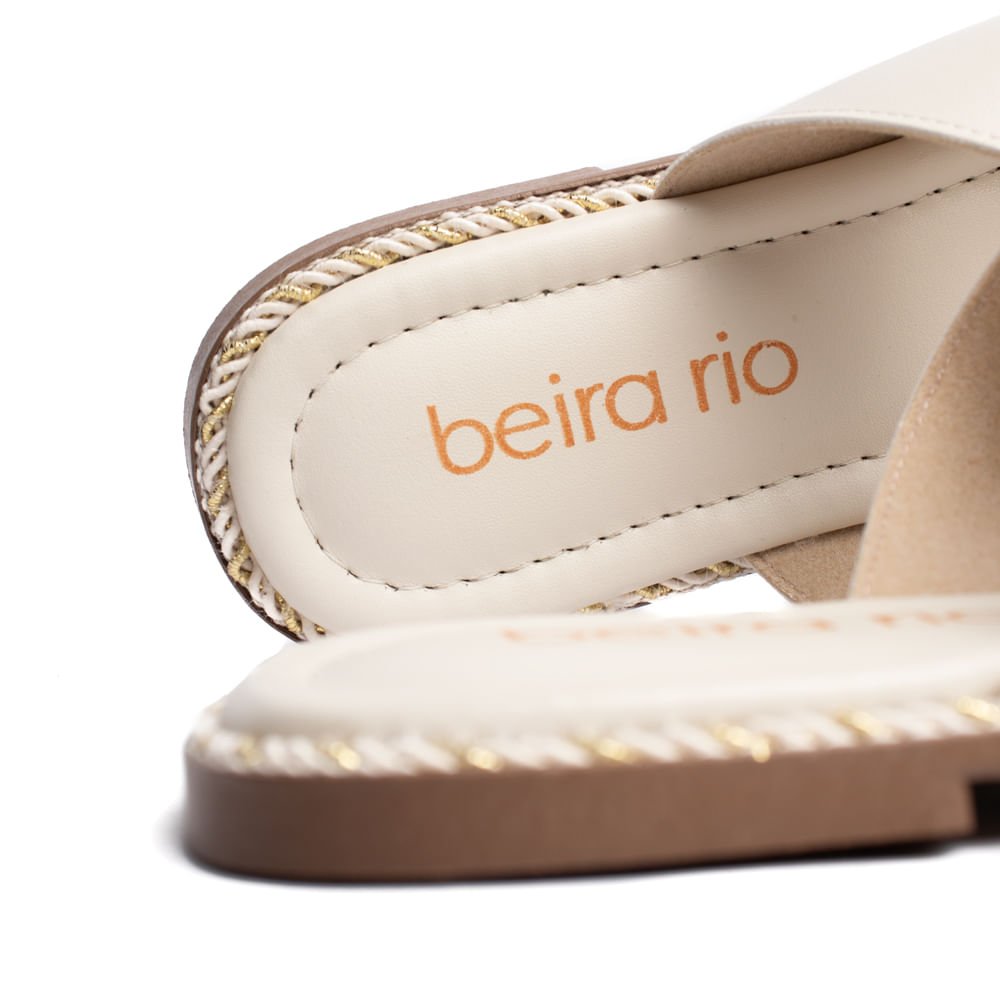 Rasteira Feminina Beira Rio Metalizado Off White Off White 7