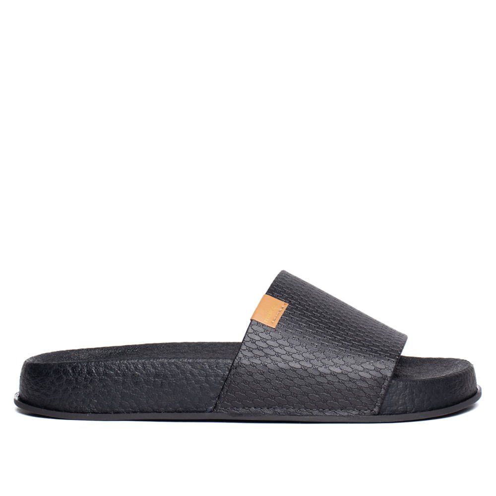Chinelo Slide Feminino Moleca Flatform Texturizado Preto Preto 2