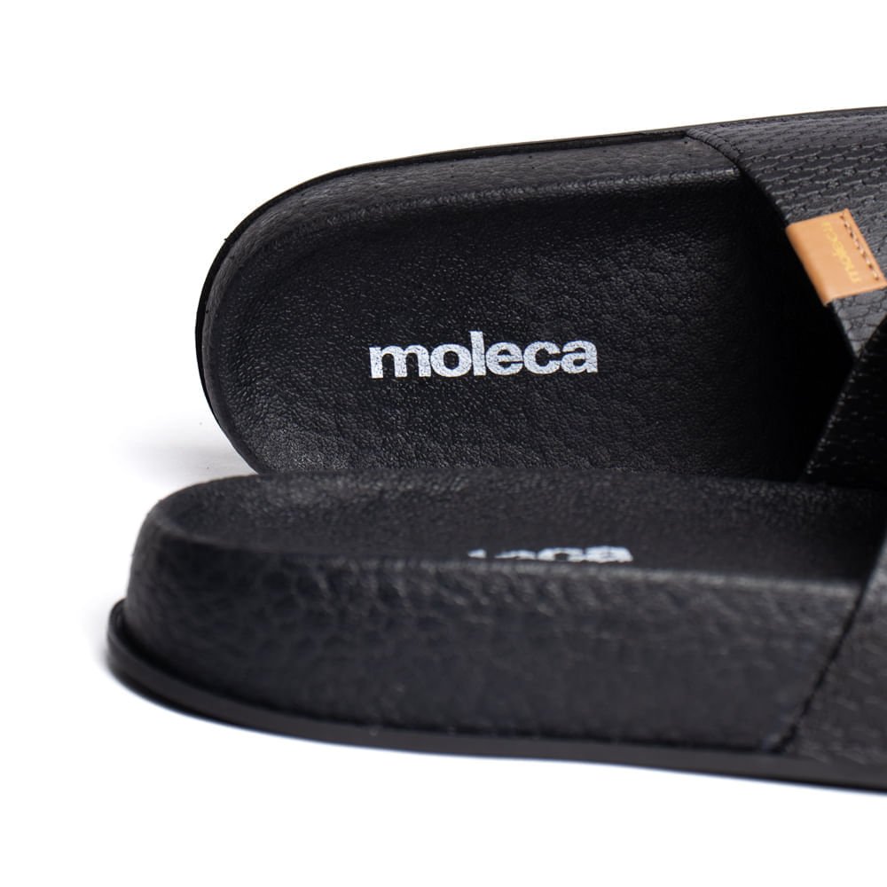 Chinelo Slide Feminino Moleca Flatform Texturizado Preto Preto 5