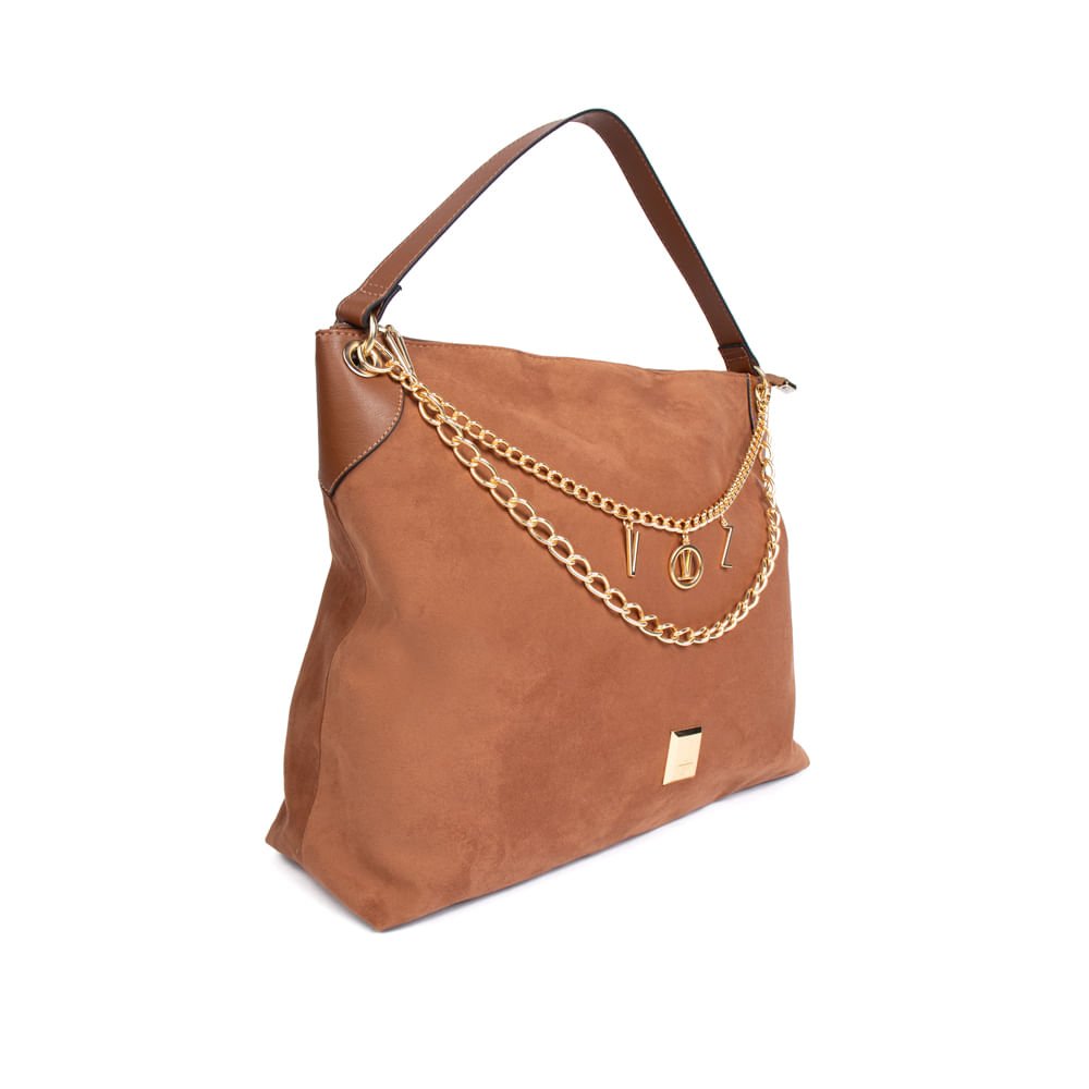 Bolsa Feminina Vizzano Grande Camurça Avelã Marrom 3