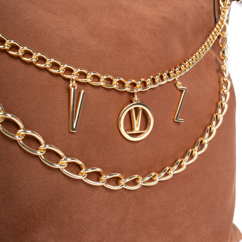 Bolsa Feminina Vizzano Grande Camurça Avelã Marrom 4
