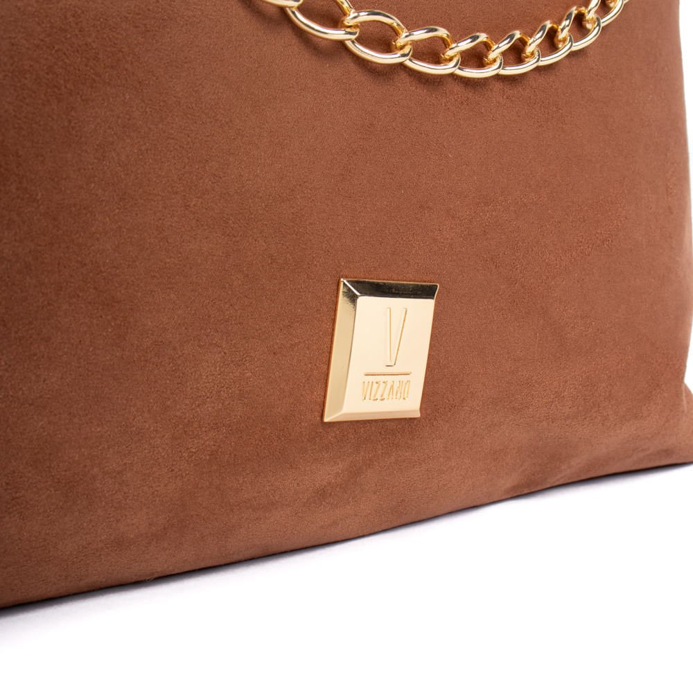 Bolsa Feminina Vizzano Grande Camurça Avelã Marrom 5