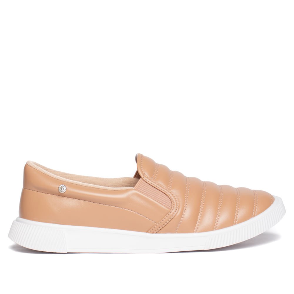 Tênis Feminino Moleca Slip On Napa Suprema Bege