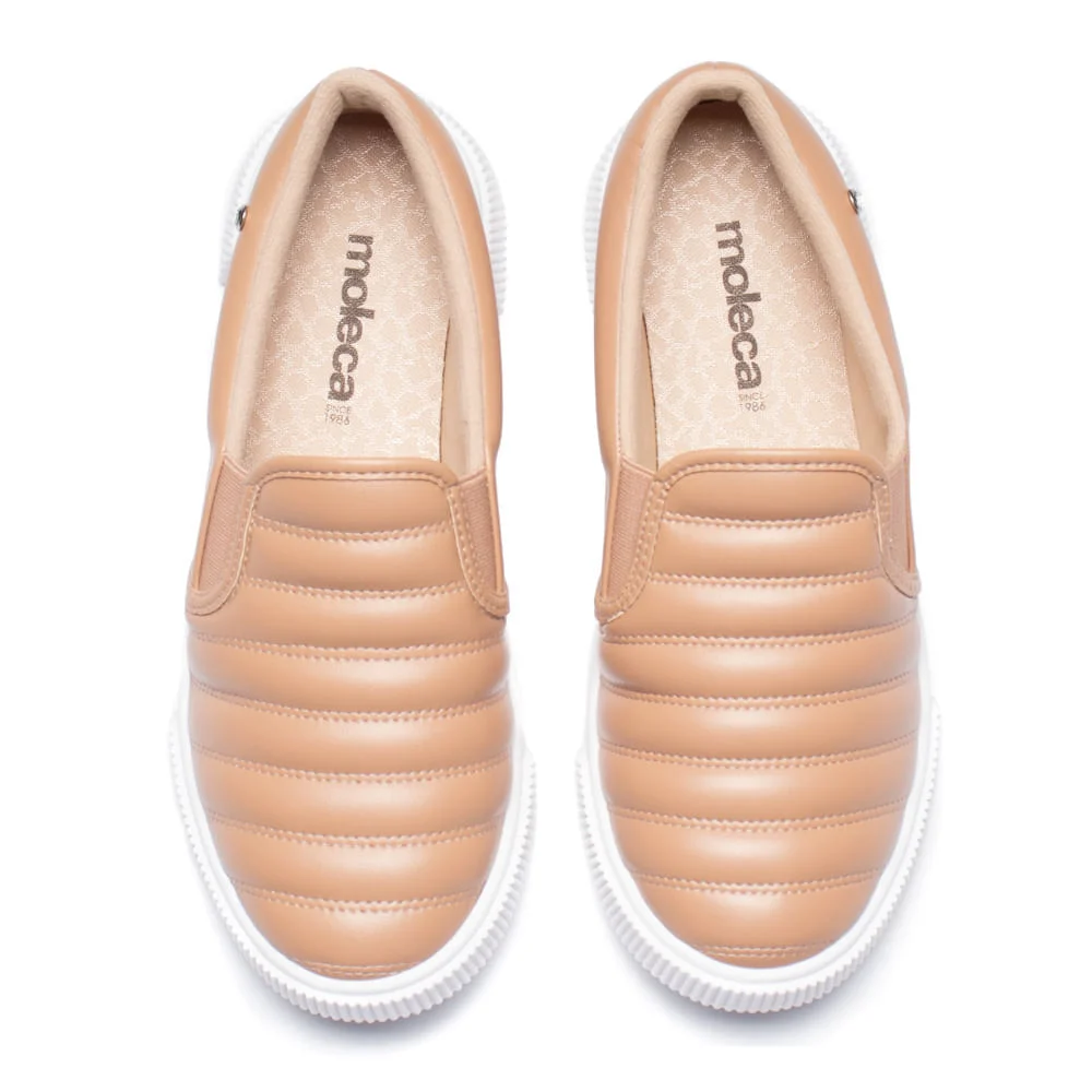 Tênis Feminino Moleca Slip On Napa Suprema Bege Bege 4