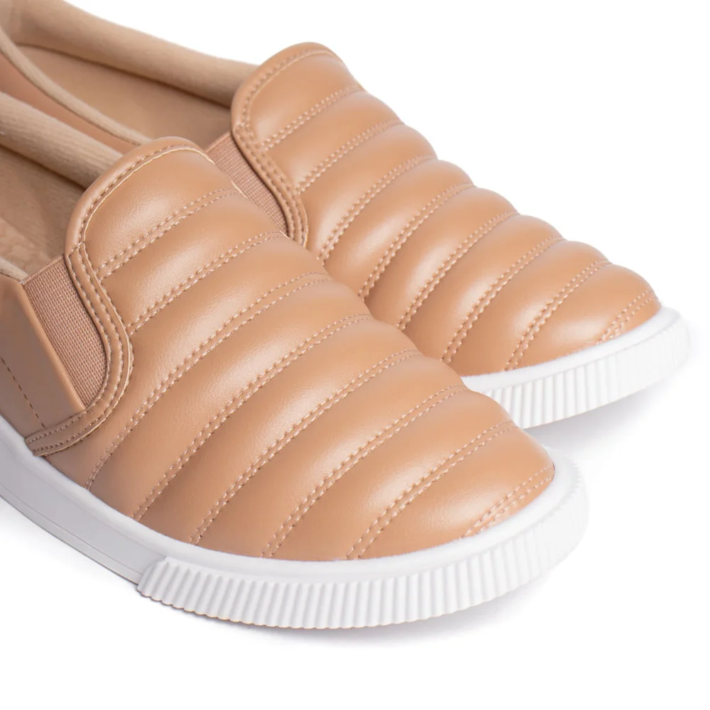 Tênis Feminino Moleca Slip On Napa Suprema Bege Bege 5