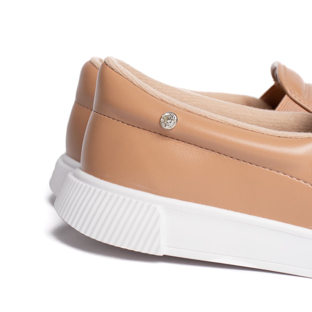 Tênis Feminino Moleca Slip On Napa Suprema Bege Bege 6