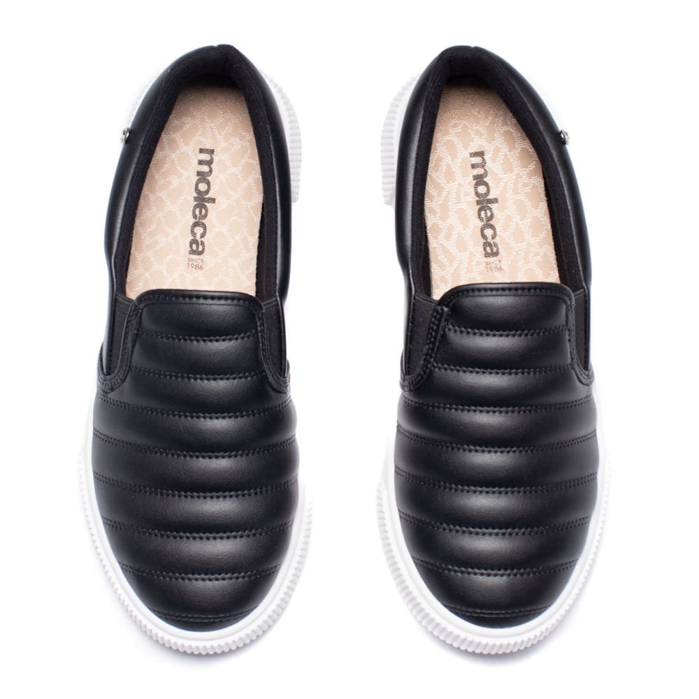 Tênis Feminino Moleca Slip On Napa Suprema Preto Preto 4