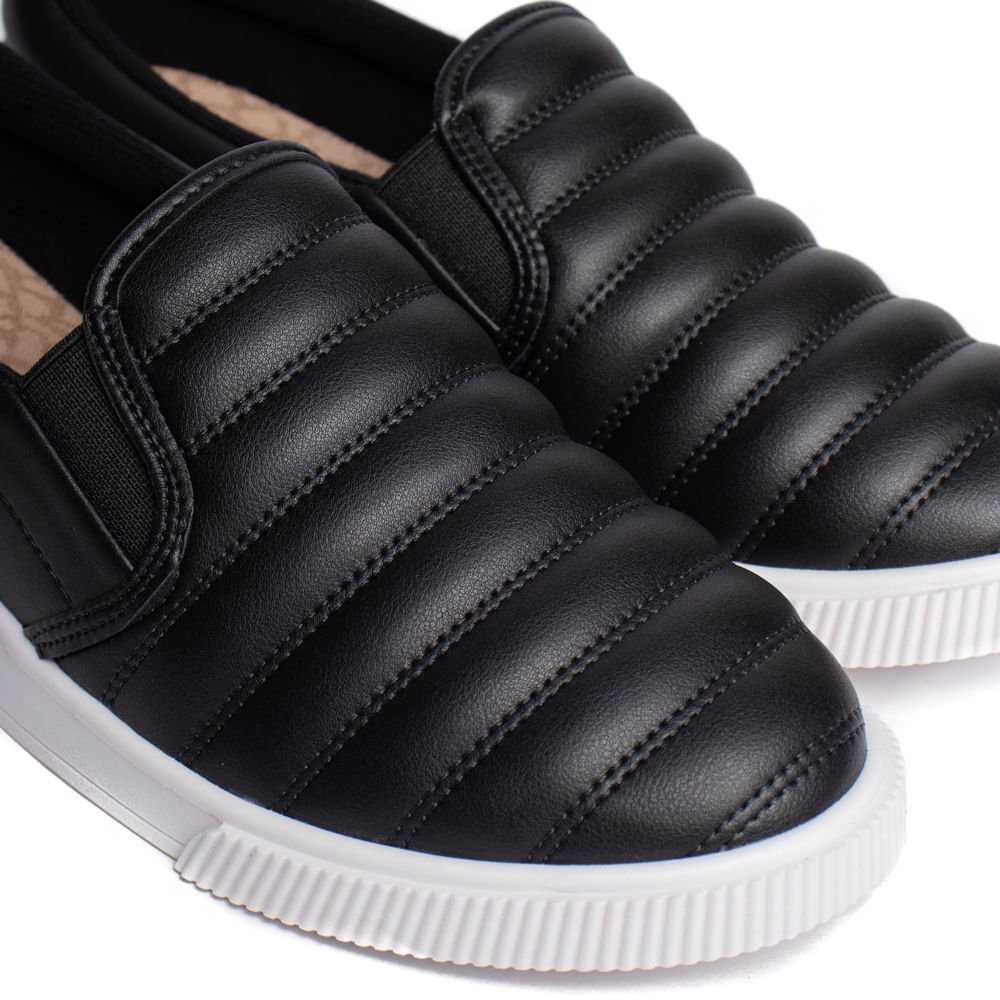 Tênis Feminino Moleca Slip On Napa Suprema Preto Preto 5