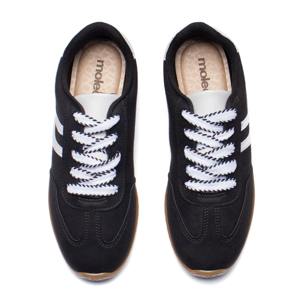 Tênis Feminino Moleca Camurça Napa Preto/Branco Preto/Branco 4